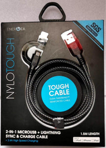 Energea NyloTouch 2-in-1 MICROUSB + LIGHTNING SYNC & CHARGE CABLE